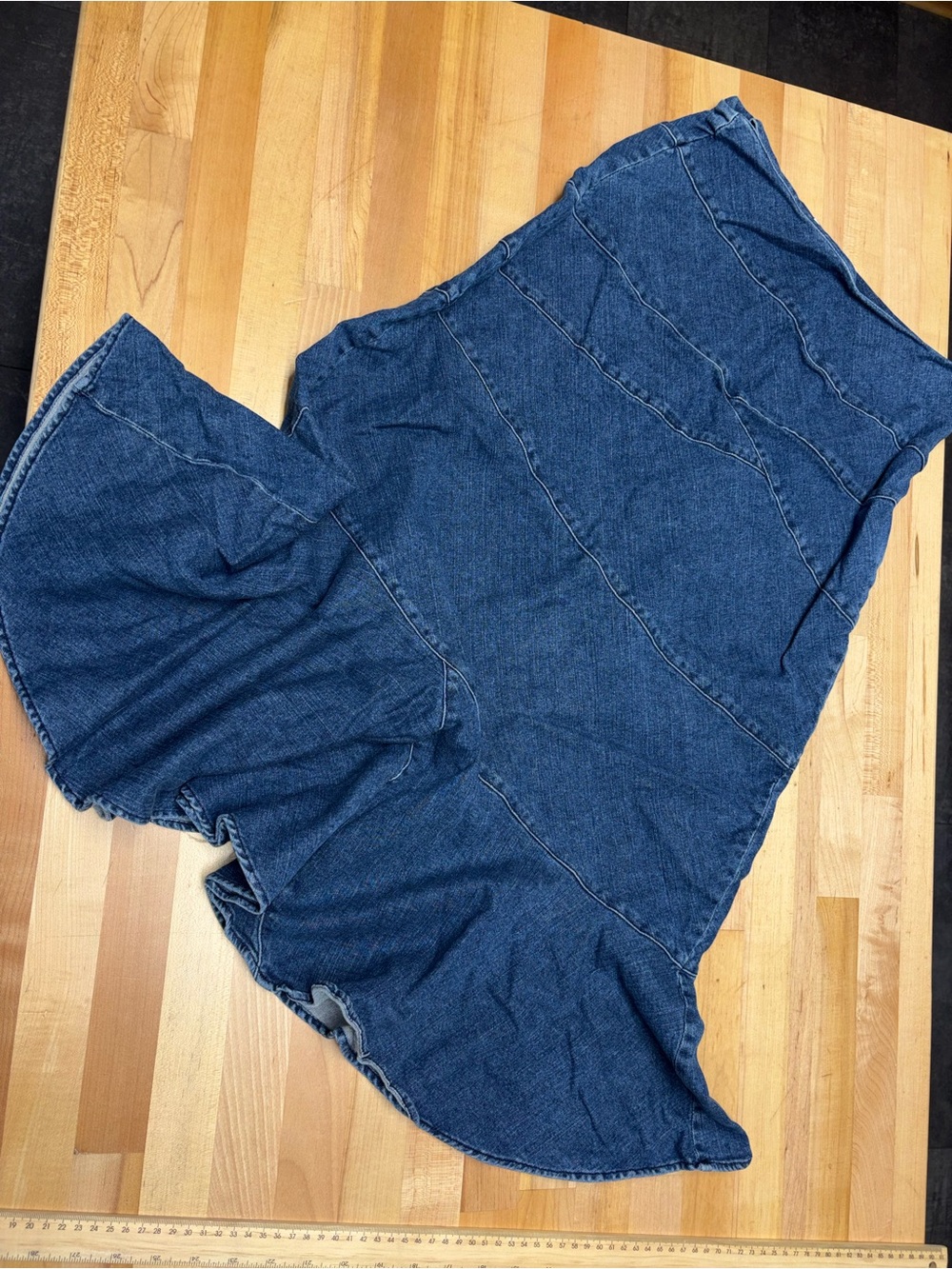 Charter Club Blue tiered Denim Flared Maxi Skirt with flared hem
